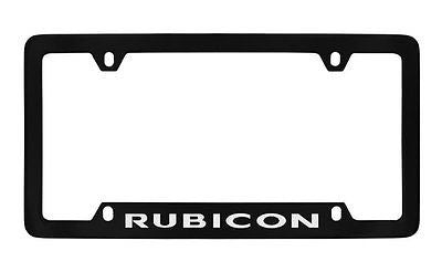 Jeep Rubicon Black Coated Metal Bottom Engraved License Plate Frame Holder