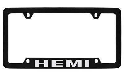 Chrysler Hemi Black Coated Metal Bottom Engraved License Plate Frame Holder