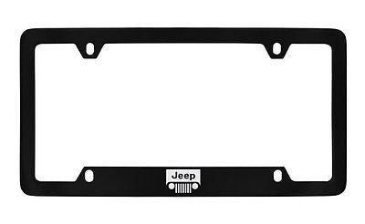 Jeep Logo Black Coated Metal Bottom Engraved License Plate Frame Holder