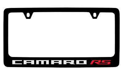 Chevrolet Camaro RS Black Coated Metal License Plate Frame Holder