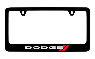 Dodge Logo Black Coated Metal License Plate Frame Holder