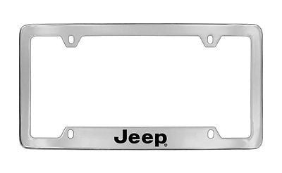 Jeep Wordmark Chrome Plated Metal Bottom Engraved License Plate Frame Holder