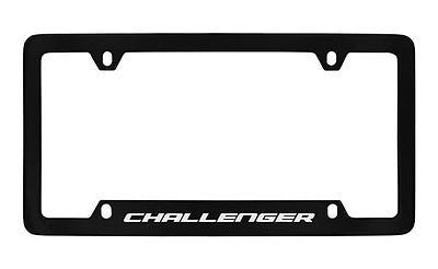Dodge Challenger Black Coated Metal Bottom Engraved License Plate Frame Holder