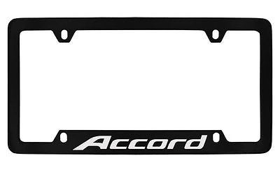 Honda Accord Black Coated Zinc Bottom Engraved License Plate Frame Holder