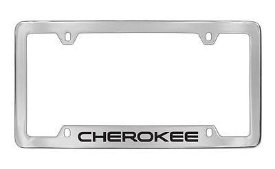 Jeep Cherokee Chrome Plated Metal Top Engraved License Plate Frame Holder