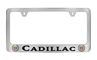 Cadillac Workmark & Logo Chrome Plated Metal License Plate Frame Holder