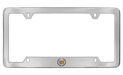 Cadillac Logo Chrome Plated Metal Bottom Engraved License Plate Frame Holder