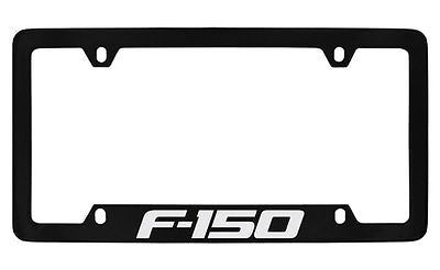 Ford F-150 Black Coated Metal Bottom Engraved License Plate Frame Holder