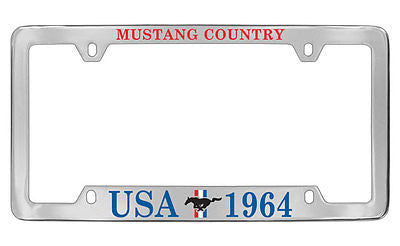 Ford Mustang Usa 1964 3 Bar And Pony Chrome Metal license Plate Frame Holder