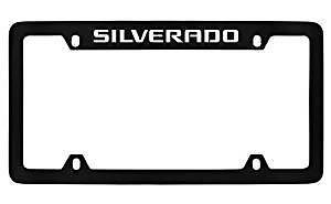 Chevrolet Silverado Black Metal license Plate Frame Holder 4 Hole