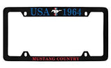 Ford Mustang Usa 1964 3 Bar And Pony Black Metal license Plate Frame  4 Hole