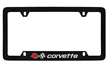 Chevrolet Corvette C3 Black Metal license Plate Frame Holder 4 Hole