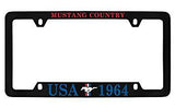 Ford Mustang Usa 1964 3 Bar And Pony Black Metal license Plate Frame Holder 4 Ho