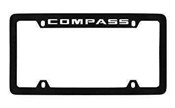 Jeep Compass Black Metal license Plate Frame Holder 4 Hole