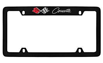 Chevrolet Corvette C2 Black Metal license Plate Frame Holder 4 Hole
