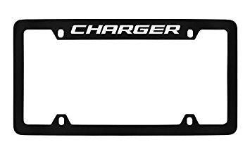 Dodge Charger Black Metal license Plate Frame Holder 4 Hole