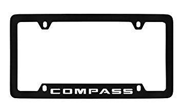 Jeep Compass Black Metal license Plate Frame Holder 4 Hole