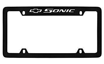 Chevrolet Sonic Black Metal license Plate Frame Holder 4 Hole