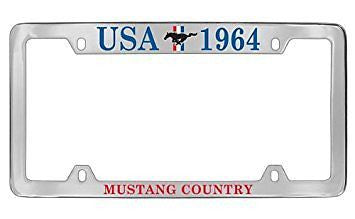 Ford Mustang Usa 1964 3 Bar And Pony Chrome Metal license Plate Frame Holder 4 H
