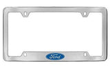 Ford Logo Chrome Metal license Plate Frame Holder 4 Hole