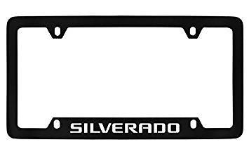 Chevrolet Silverado Black Metal license Plate Frame Holder 4 Hole