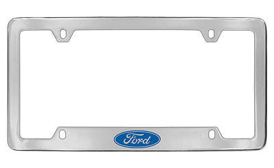 Ford Logo Chrome Plated Metal Bottom Engraved License Plate Frame Holder
