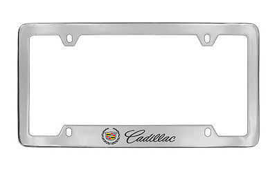 Cadillac Workmark & Logo Chrome Plated Metal Bottom Engraved License Plate Frame