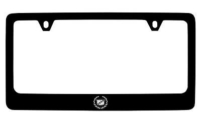 Cadillac Logo Black Coated Metal License Plate Frame Holder