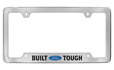 Ford Built Tough Chrome Plated Metal Bottom Engraved License Plate Frame Holder