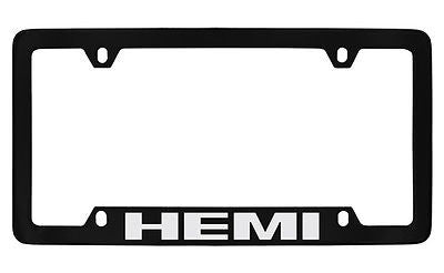 Dodge Ram Hemi Black Coated Metal Bottom Engraved License Plate Frame Holder