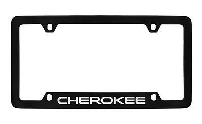Jeep Cherokee Black Coated Metal Bottom Engraved License Plate Frame Holder