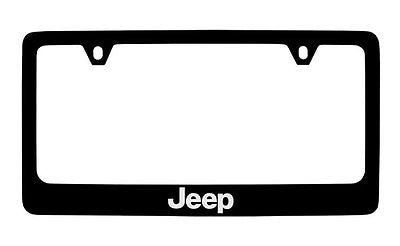Jeep Wordmark Black Coated Metal License Plate Frame Holder