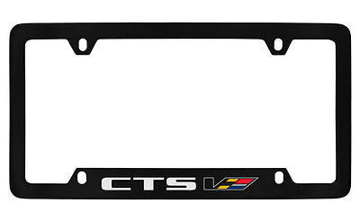 Cadillac CTS-V Black Coated Metal Bottom Engraved License Plate Frame Holder