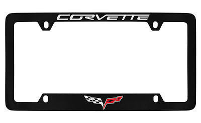 Chevrolet Corvette C1 Black Coated Metal Bottom Engraved License Plate Frame