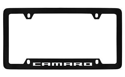 Chevrolet Camaro Black Coated Metal Bottom Engraved License Plate Frame Holder