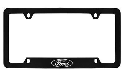 Ford Logo Black Coated Metal Bottom Engraved License Plate Frame Holder