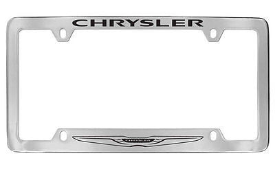 Chrysler Logo Chrome Plated Metal Bottom Engraved License Plate Frame Holder