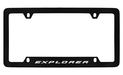 Ford Explorer Black Coated Metal Bottom Engraved License Plate Frame Holder