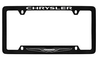 Chrysler Logo Black Coated Metal Bottom Engraved License Plate Frame Holder