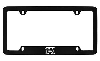 Nissan GTR Black Coated Metal Bottom Engraved License Plate Frame Holder