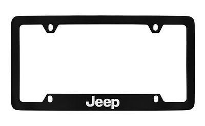 Jeep Wordmark Black Coated Metal Bottom Engraved License Plate Frame Holder