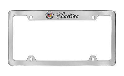 Cadillac Workmark & Logo Chrome Plated Metal Top Engraved License Plate Frame