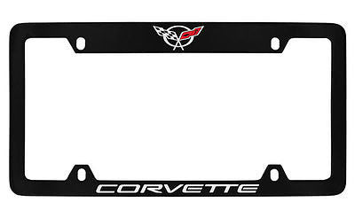 Chevrolet Corvette C5 Black Coated Metal Top Engraved License Plate Frame Holder