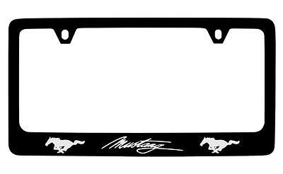 Ford Mustang Black Coated Metal License Plate Frame Holder
