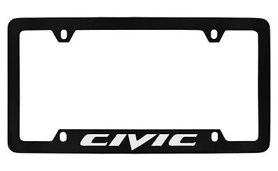 Honda Civic Black Coated Zinc Bottom Engraved License Plate Frame Holder