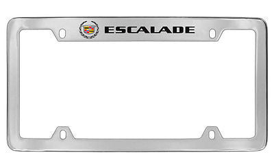 Cadillac Escalade Chrome Plated Metal Top Engraved License Plate Frame Holder