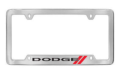 Dodge Logo Chrome Plated Metal Bottom Engraved License Plate Frame Holder