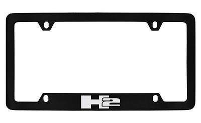 Hummer H2 Logo Black Coated Plated Metal Bottom Engraved License Plate Frame