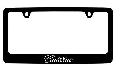 Cadillac Workmark Black Coated Metal License Plate Frame Holder