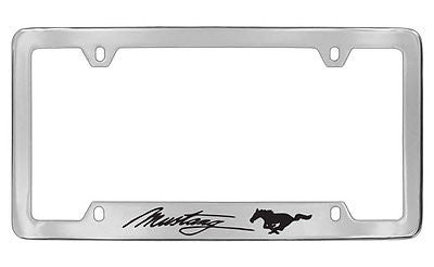 Ford Mustang Chrome Plated Metal Bottom Engraved License Plate Frame Holder